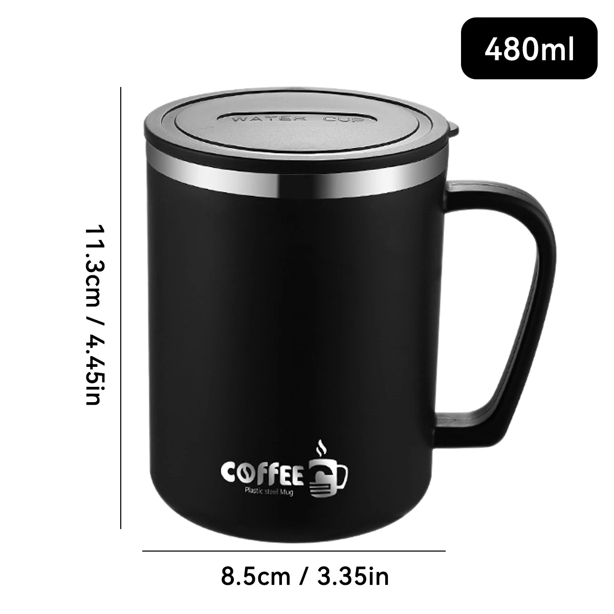 

480ml 304 Stainless Steel Double Wall Insulated Mug With Handle Portable Leak-proof Milk Coffee Cup Student Water Cup Drinkware
