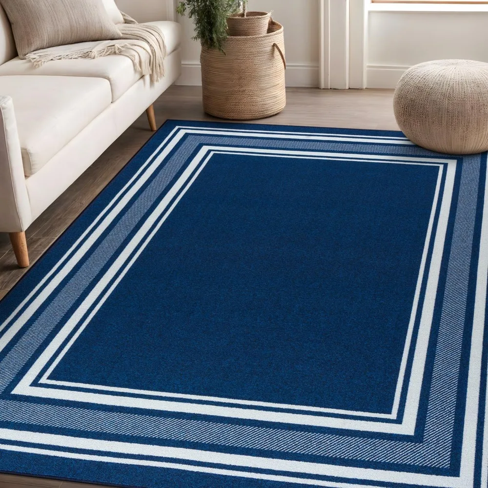 Beverly Rug Non Slip Area Rugs 5x7 Modern Bordered Non Skid Rubber Backing Soft Area Rug for Living Dining Room Easy to Clean No