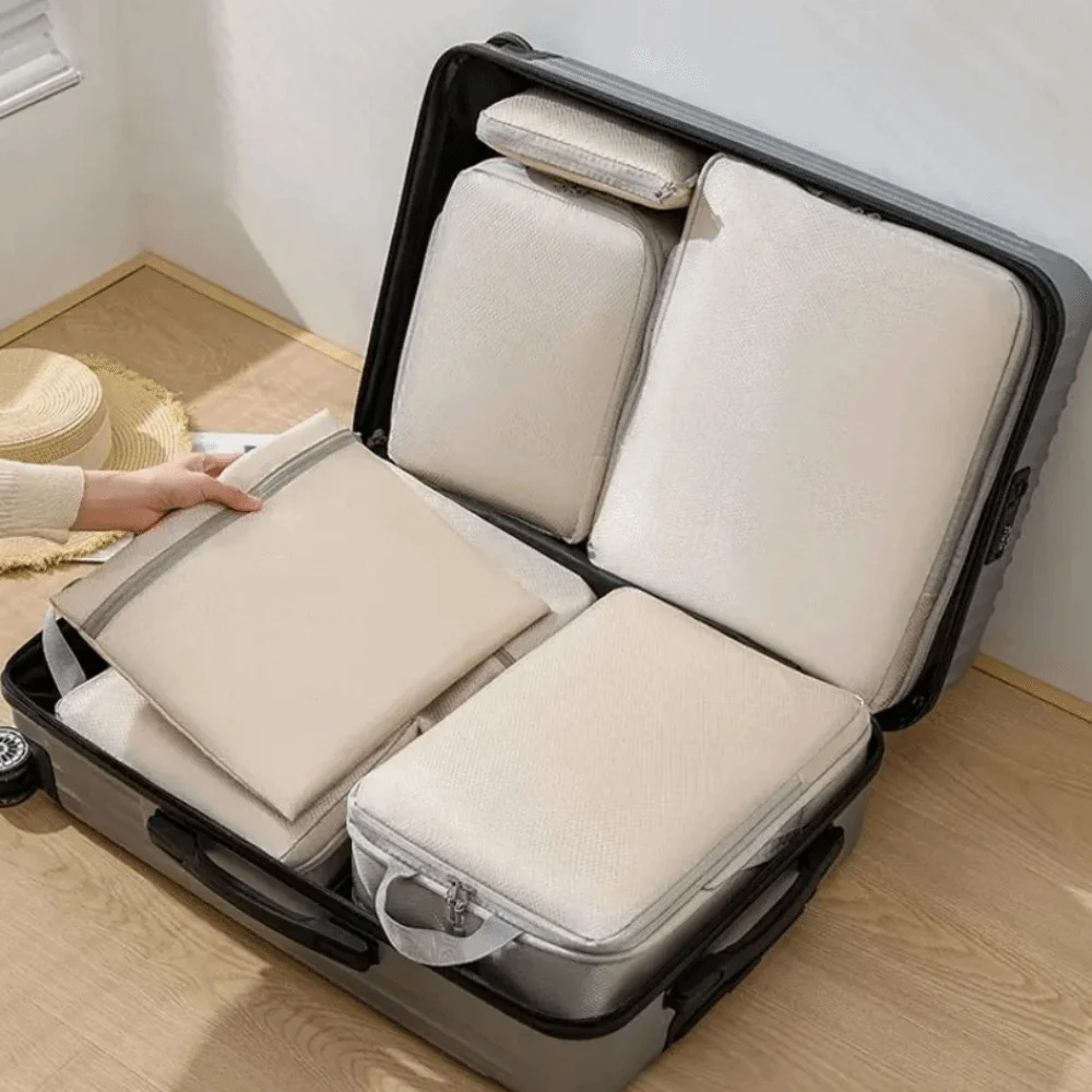 

4Pcs Waterproof Travel Compression Packing Cubes Bag Space-saving 4 Size Suitcase Clothes Organizer Durable Thickened Travel Bag