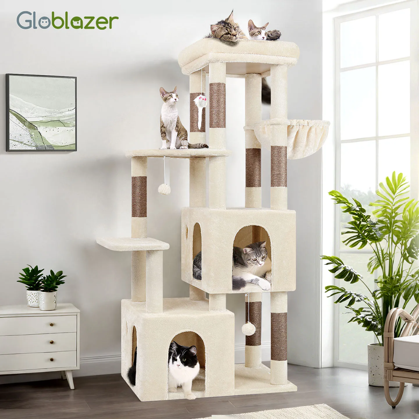 XL Cat House Integrated Large Cat Special Small Apartment Space-Saving All-Season Cat Climbing Frame