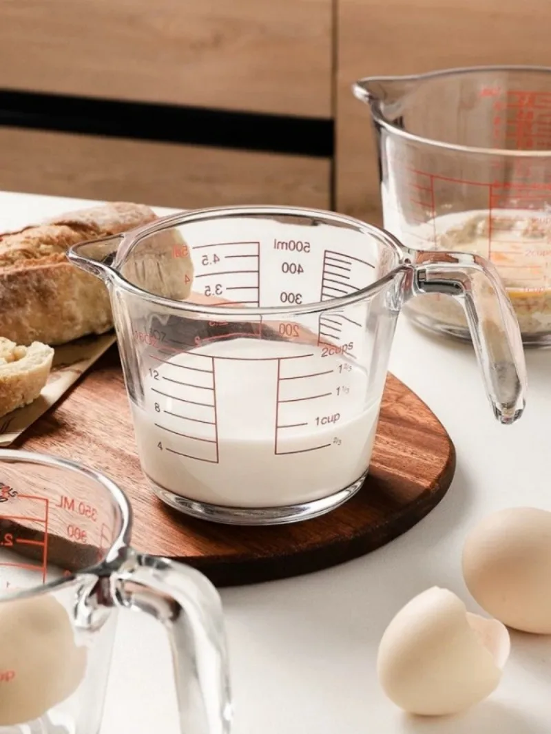 500ml Heat-Resistant Glass Measuring Cup with Precise Scale, Microwave & Oven Safe, Ergonomic Handle for Baking, Cooking, Mixing