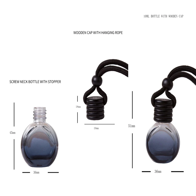 1Pc Black Cap Dyed Square Cap Empty Bottle Car Essential Oil Diffuser Fragrance Air Freshener Scent Perfume Bottle Ornament‘