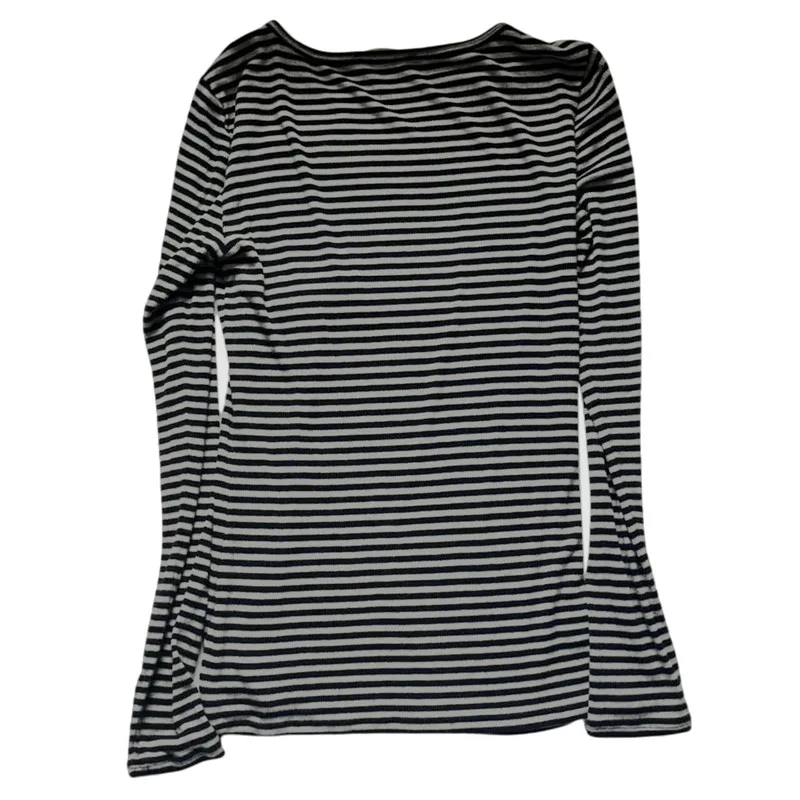 Women Harajuku Striped Long Sleeve T-Shirts Crew Neck Slim Blouse Y2K Grunge Goth Tops Tee Dark Academia Clothing Streetwear