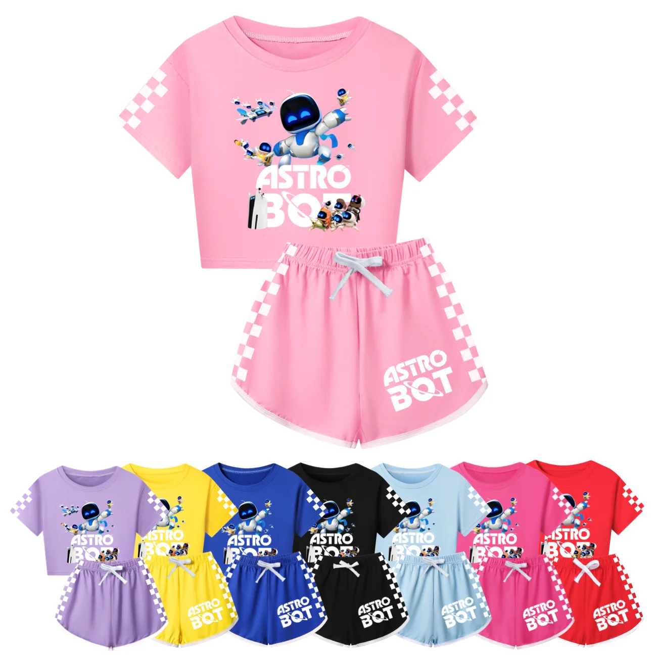 

Astro Bot Clothes Sets Kids ASTROBOT PS5 T-shirts Shorts Two-piece Set Baby Boys Sportsuit Girls & Mum Family Matching Outfits