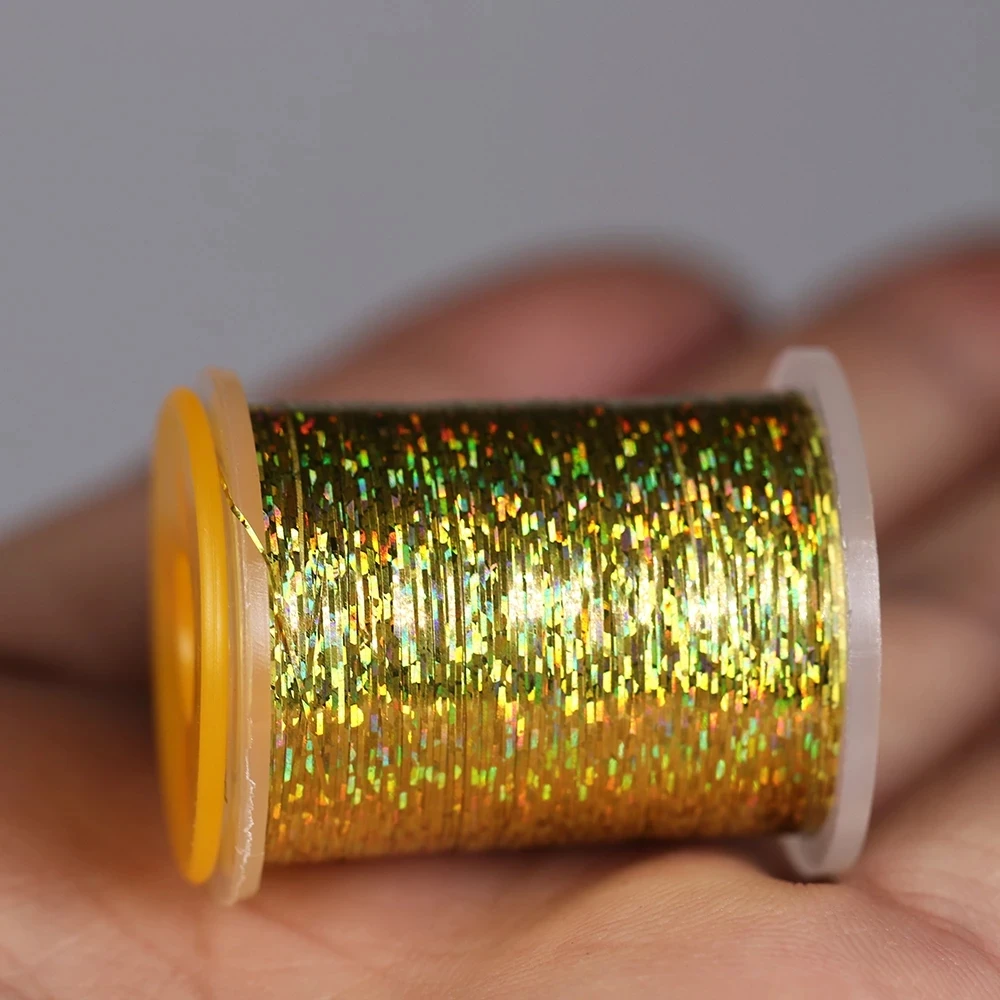 2 Stück 0,3mm/1mm Holographisches Lametta Flaches Mylar-Tinsel-Flashband für Buzzer, Midges, Streamer, Flashback-Nymphen – Detail 5