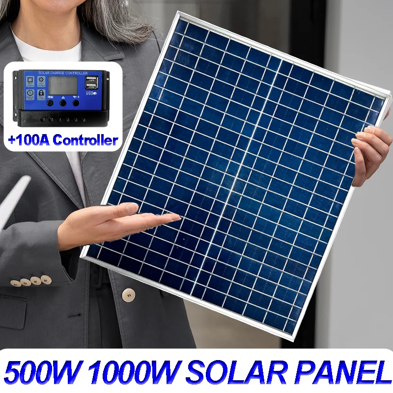 

500W Solar Panel 12V/18V Household Photovoltaic System With Controller Camping Room Vehicle And Ship High-Efficiency Solar Cells