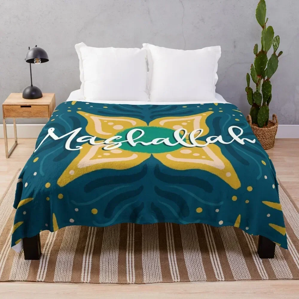 

Mashallah ‘God Willed it’ Throw Blanket Portable Lightweight Blanket for Travel Camping