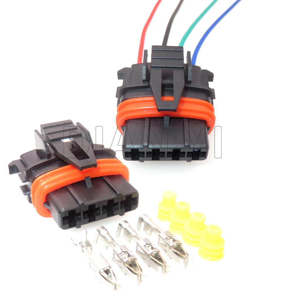 1 Set 4 Way AC Assembly Auto Ignition Coil High Voltage Package Wire Socket with Terminal and Rubber Seals 368162-1 1928404745