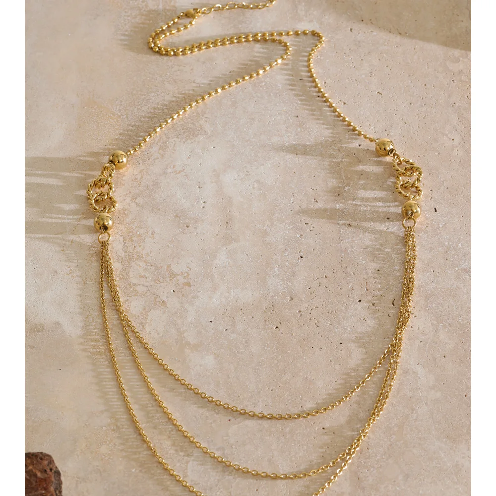 Yhpup 92+5cm Stainless Steel Long Sweater Chain Necklace Multi Layer Chain Personalized