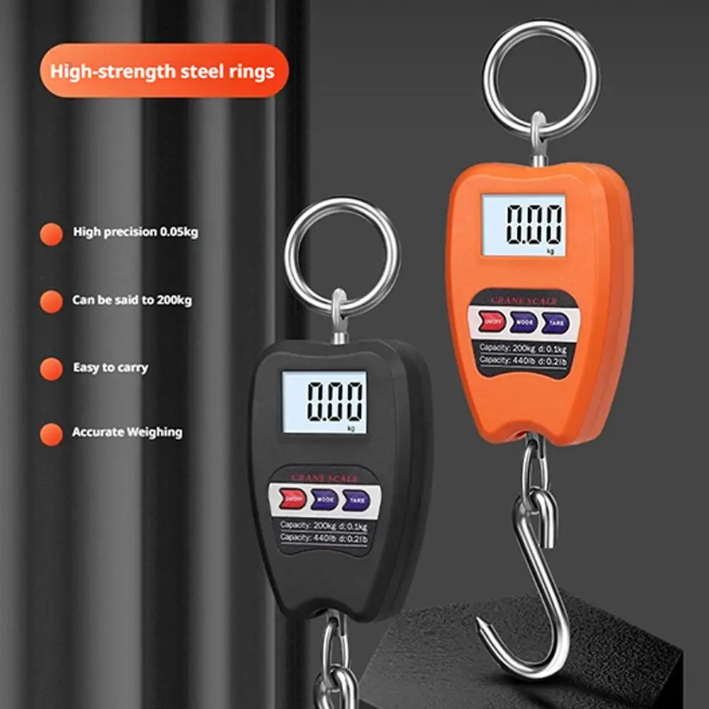 

200KG Digital Crane Scales Industrial Hanging Scale Scales Duty Steel Heavy Hook Hanging Electronic Handheld Weighing Stain S1N3
