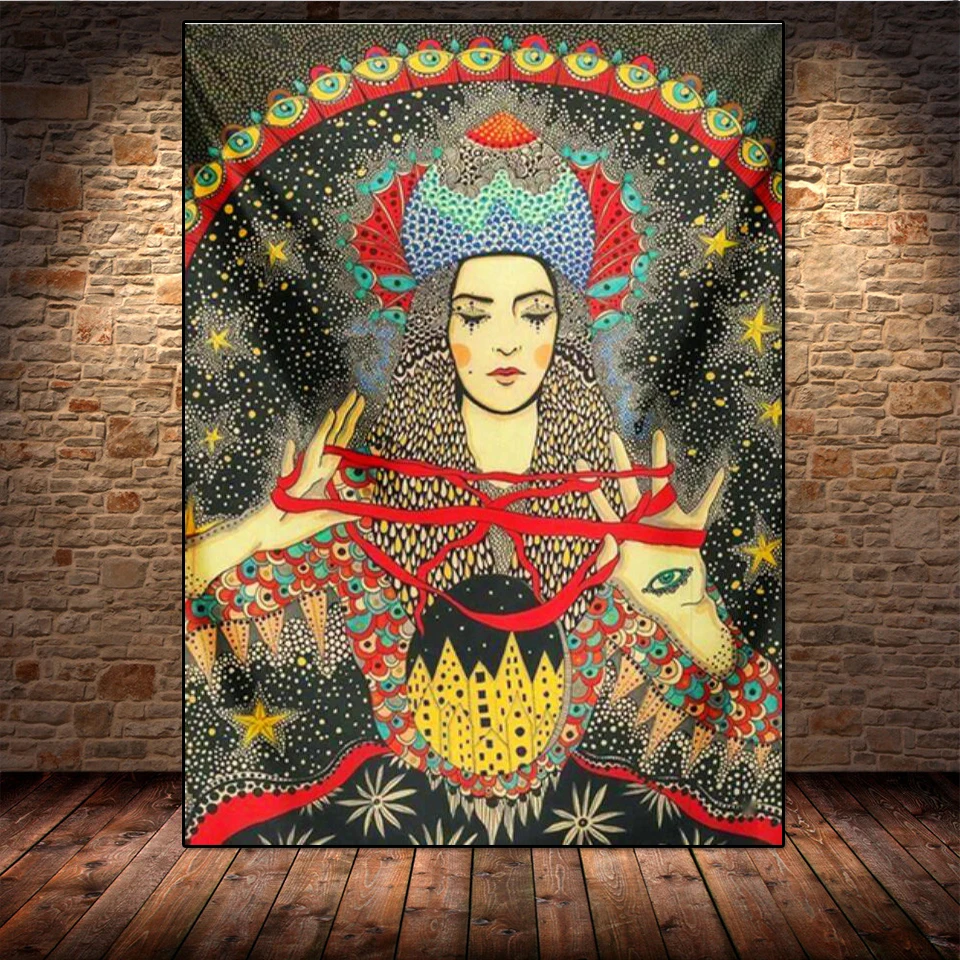 Diamond Painting Cat Coven Psychedelic Girl Witchcraft 5D DIY Diamond Embroidery Full Drill Hippie Art Aesthetic Room Wall Decor