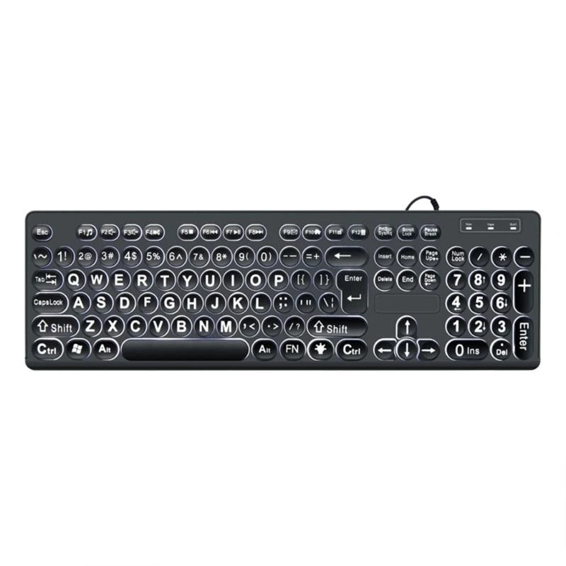 

104Keys Full Size Computer Keyboards Large Font Print USB LED Backlit Keyboards