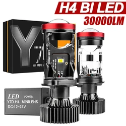 Y7D H4 LED Projector Mini Lens Auto H4 LED Headlight Bulbs Kit Conversion High Beam Low Beam 130W Turbo Fan Car Light Lamp