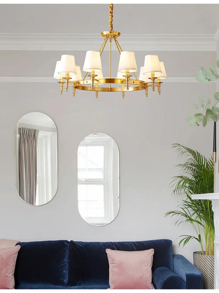 Dining Room Hanging Lamp Master Bedroom Country Simple Atmosphere French Retro Pendant Lighting Living Room Copper Chandelier