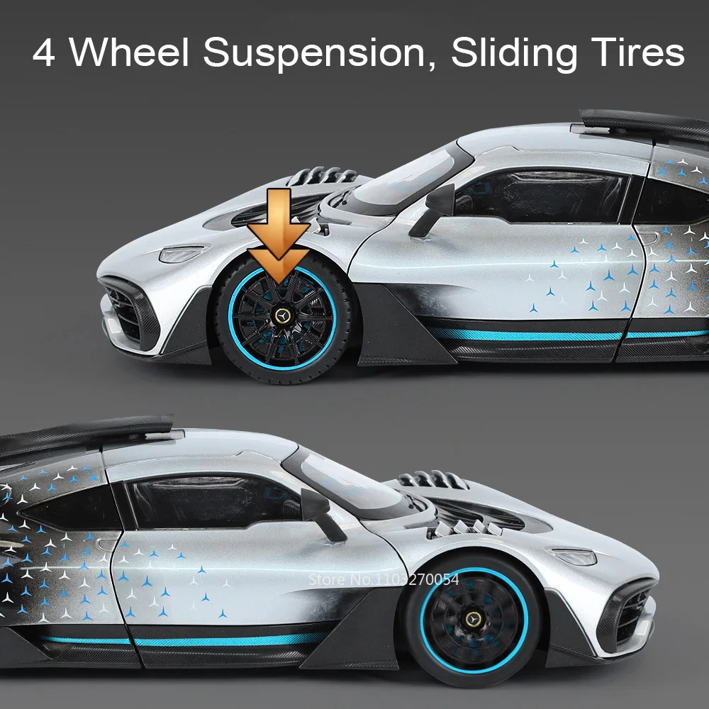 1:18 ONE GTR Metalowy Model Sportowego Samochodu, Odlewany, Otwierane Drzwi z Dźwiękiem i Światłem, Układ Kierowniczy Przedniego Koła, Pojazd dla Dorosłych i Dzieci, Prezent