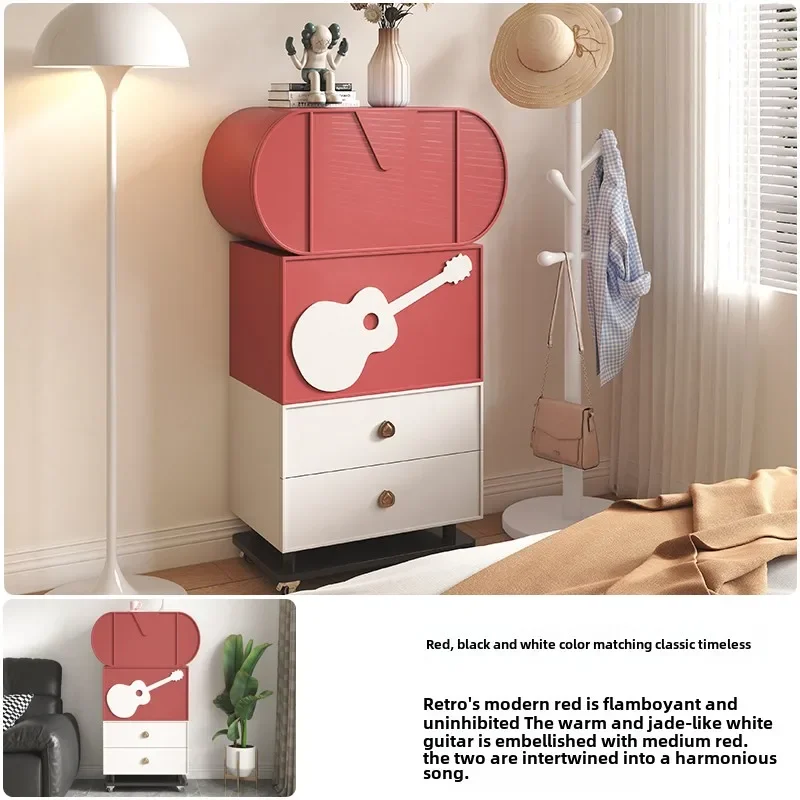 

Solid wood chest movable creative robot living room storage cabinet bedroom drawer cabinet bedside cabinet