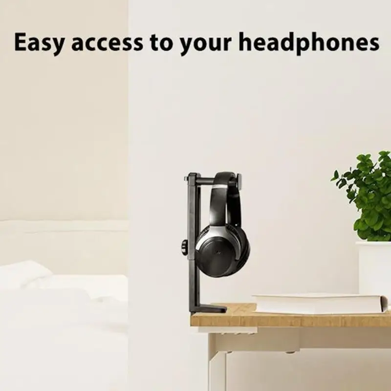 E56B Headphone Holder Headsets Stand Rotatable Adjustable Height Sturdy ABS Construction Space Saving Headphone Hanger