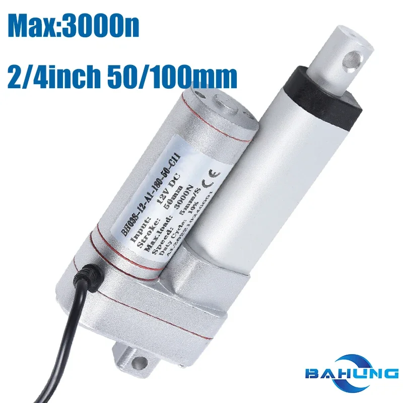 Heavy Duty Linear Actuator 50/100mm 2/4inch Stroke Electric Motor 12V 24V Max 3000N662lbs Load 5mm/s Motor Motion2000N1500N1000N