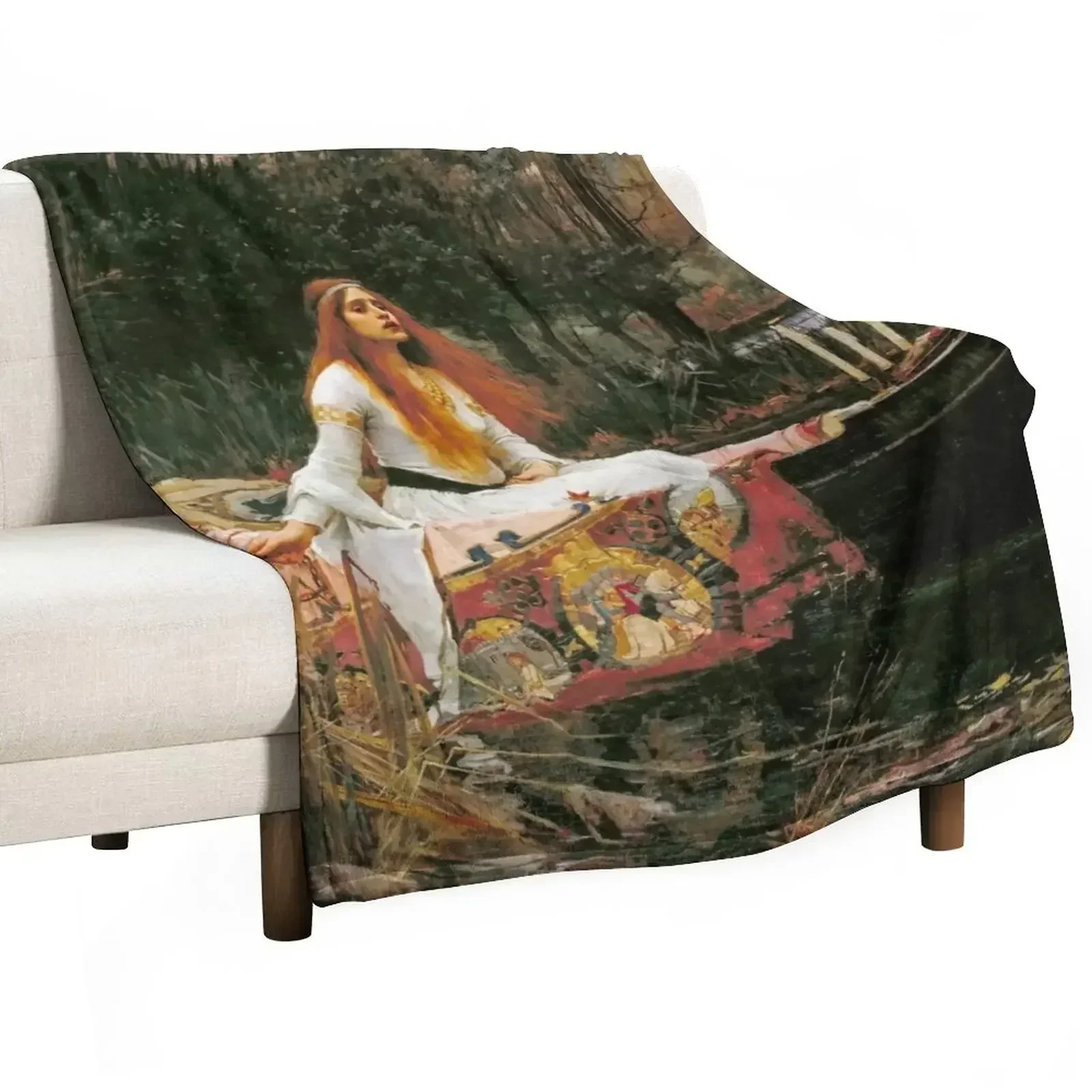 The Lady of Shalott by John William Waterhouse Throw Blanket Single for sofa Giant Sofa Stuffeds cosplay anime Furrys Blankets