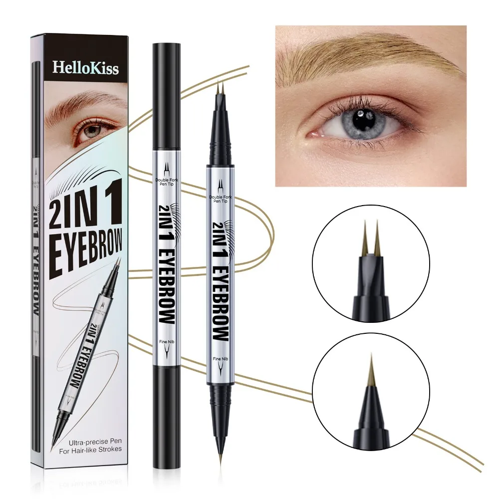 

2 In 1 Dual-Ended Eyebrow Pen Quick Drying Long Lasting Liquid Eyebrow Pen Waterproof with Precise Brush Tip Eyebrow Tattoo Pen