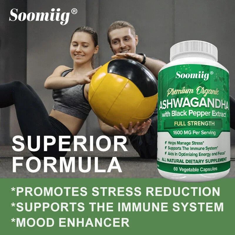 Soomiig Ashwaganda Extract 1600mg Stress and Emotional Support Immune System Helps Relax Support Sleep Improve Energy Levels