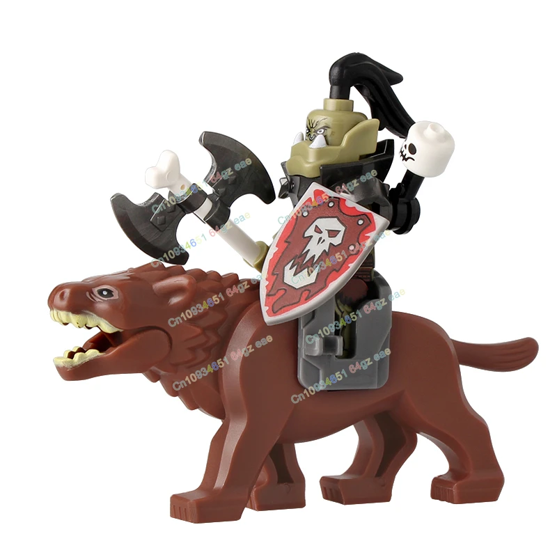 Medieval Knight Warriors Skeletons Orcs Cavalry Figures wolf Horse Animals Building Blocks Weapons Accessories Toys for kids