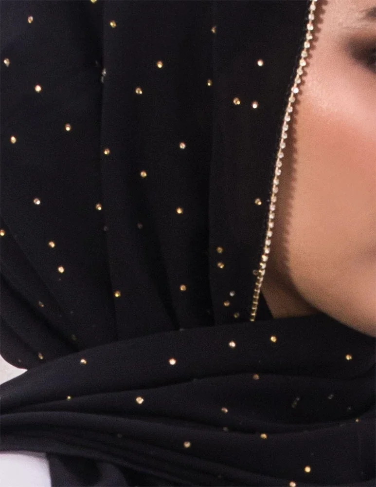 New Fashion Rhinestone Chain Hijab Long Chiffon Soft Scarves Shiny Stone Wraps Elegant Echarpe Foulard Muslim Women Scarf