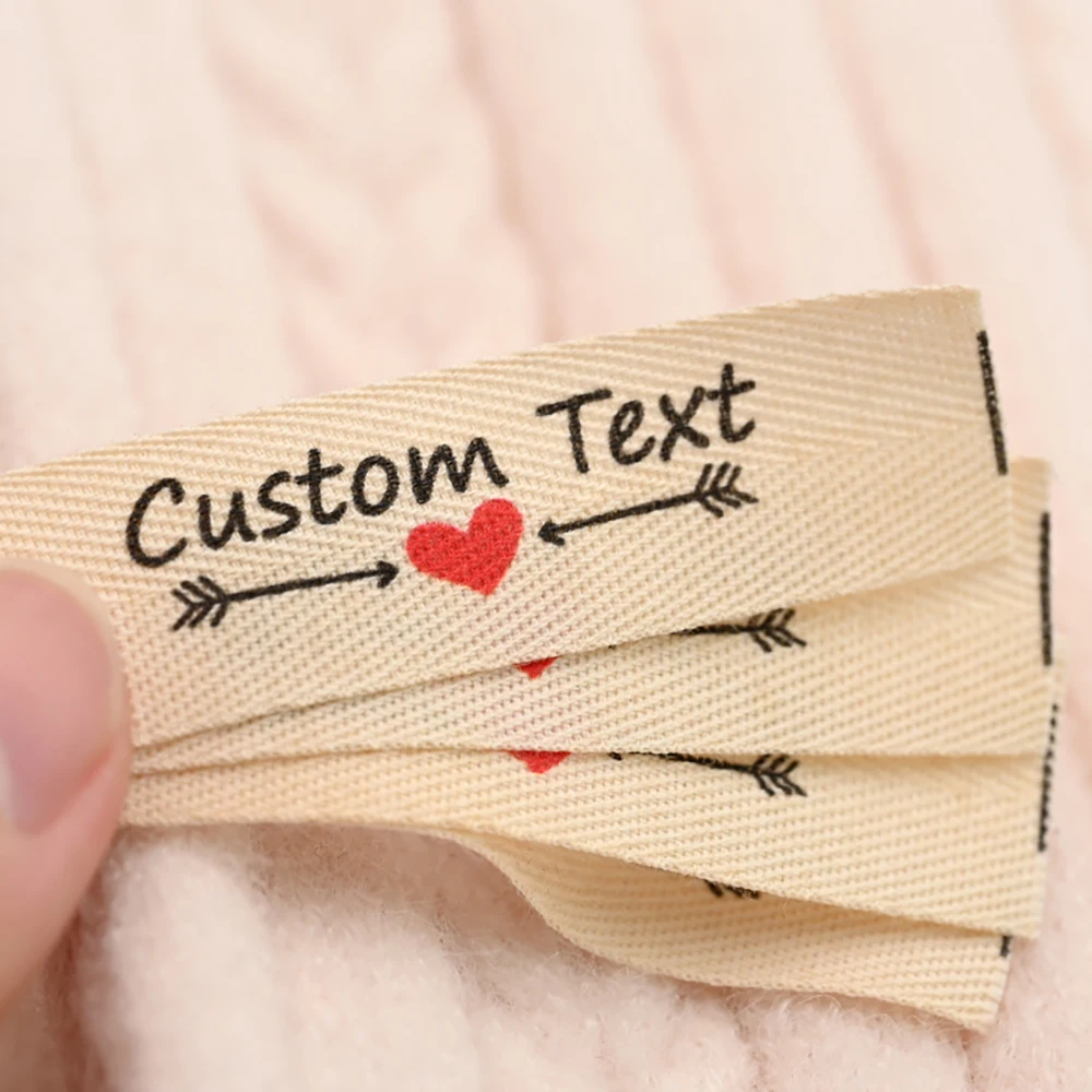 Custom Cotton Twill Label 0.59"x2.36" for Knit Headband Ear Warmer – Soft Washable Printed Tag for Winter Accessories