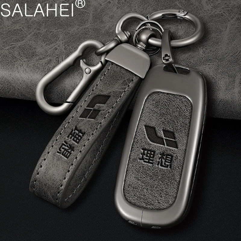 

Zinc Alloy Leather Car Remote Key Fob Auto Interior Accessories Case Cover For Leading Ideal Li One L9 2022 Protector Shell Bag