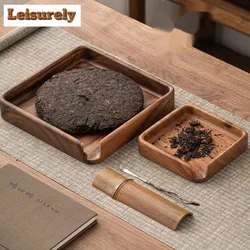 Walnut Wood Tea Tray Large and Small Tea Cakes Awakening Tray Tea Appreciation Plate Household Solid Wood Tea Set Accessories
