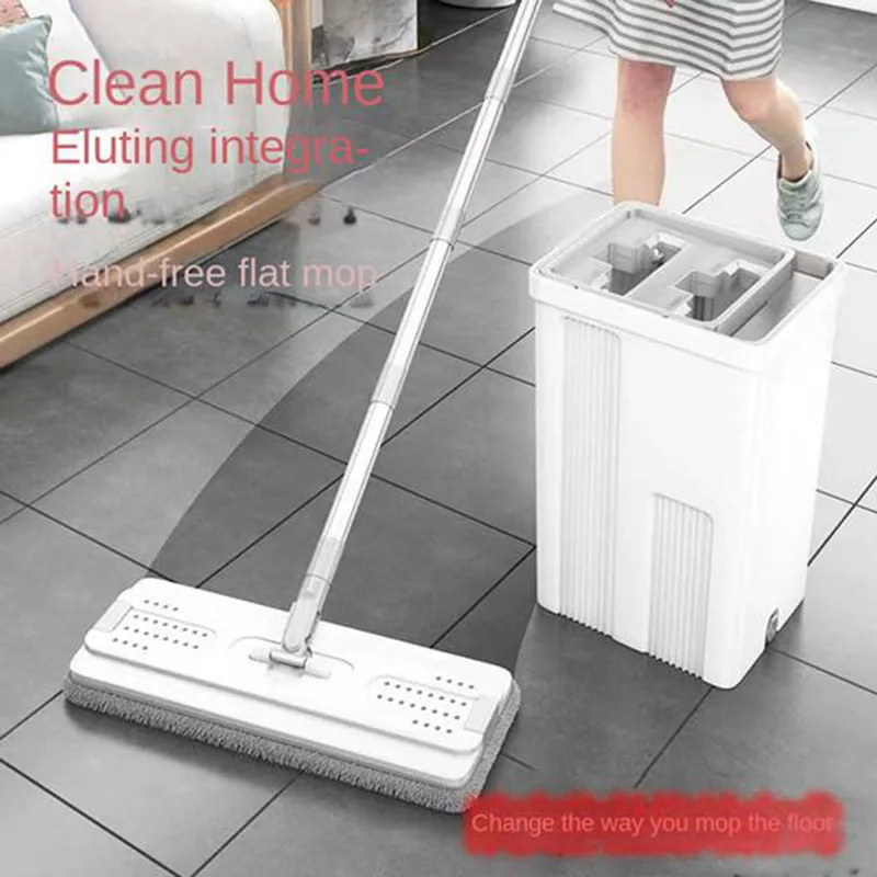 

Flat Squeeze Mop and Bucket Hand Free Wringing Floor Cleaning Mop Microfiber Mop Pads Wet or Dry Usage on Hardwood Laminate Tile