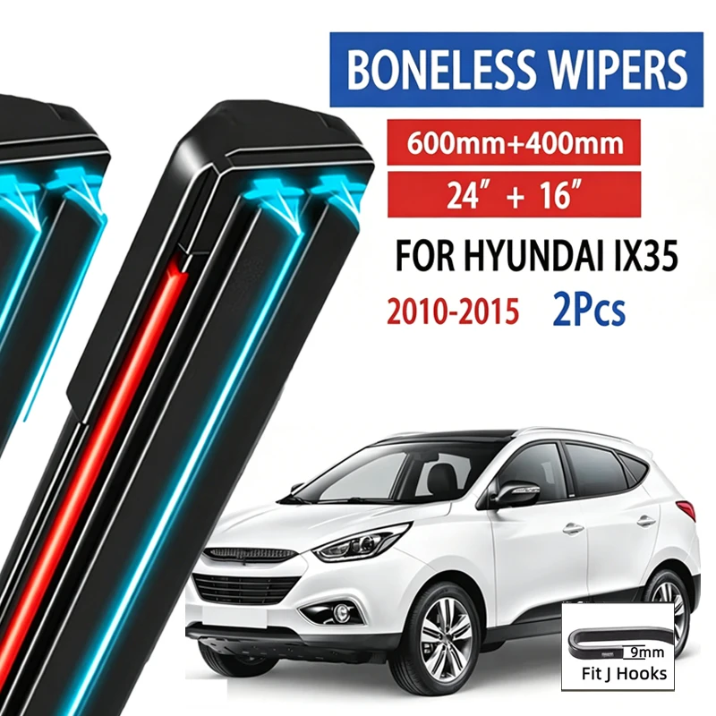 

2pcs For Hyundai Ix35 2010 2011 2012 2013 2014 2015 Car Front Wiper Soft Rubber Boneless Wiper HD Quiet Automotive Wiper 24"+16"