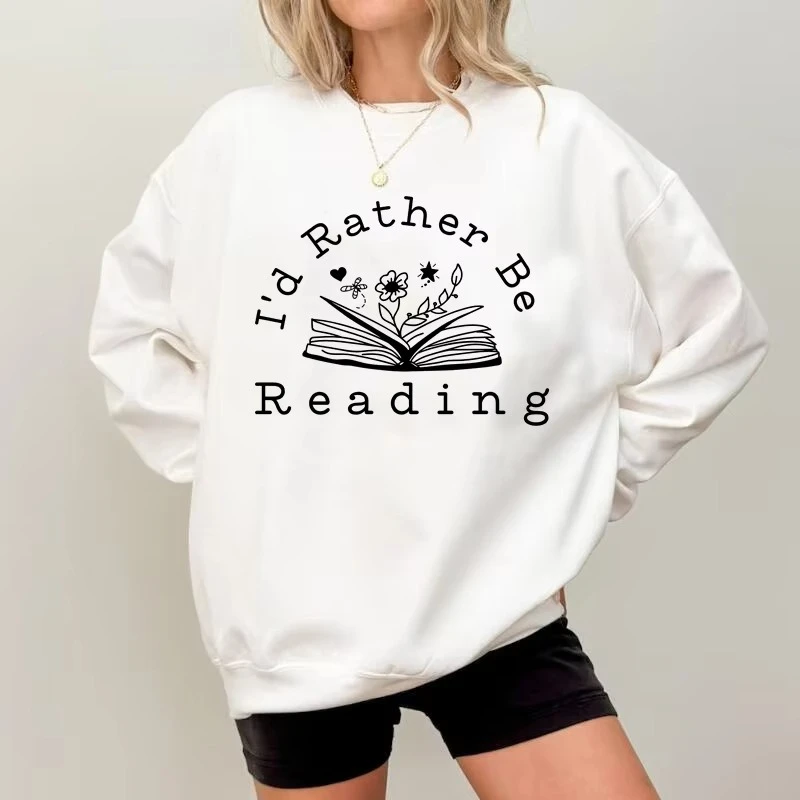 

Толстовка «Я бы предпочел быть читаем», толстовки с круглым вырезом для любителей книг, толстовка с капюшоном для учителя английского языка, пуловер с книгой, женская одежда