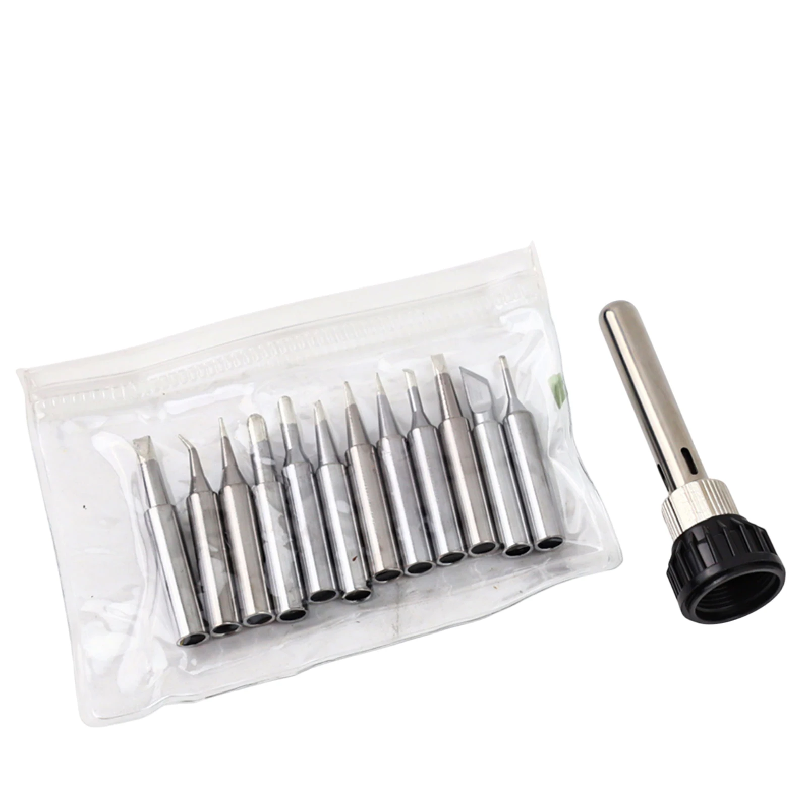 

13pcs Soldering Iron Tips 900M-T Set for 907 933 926 937 928 941 Stations with Handle Adapter, Lead-Free Plated, Silver