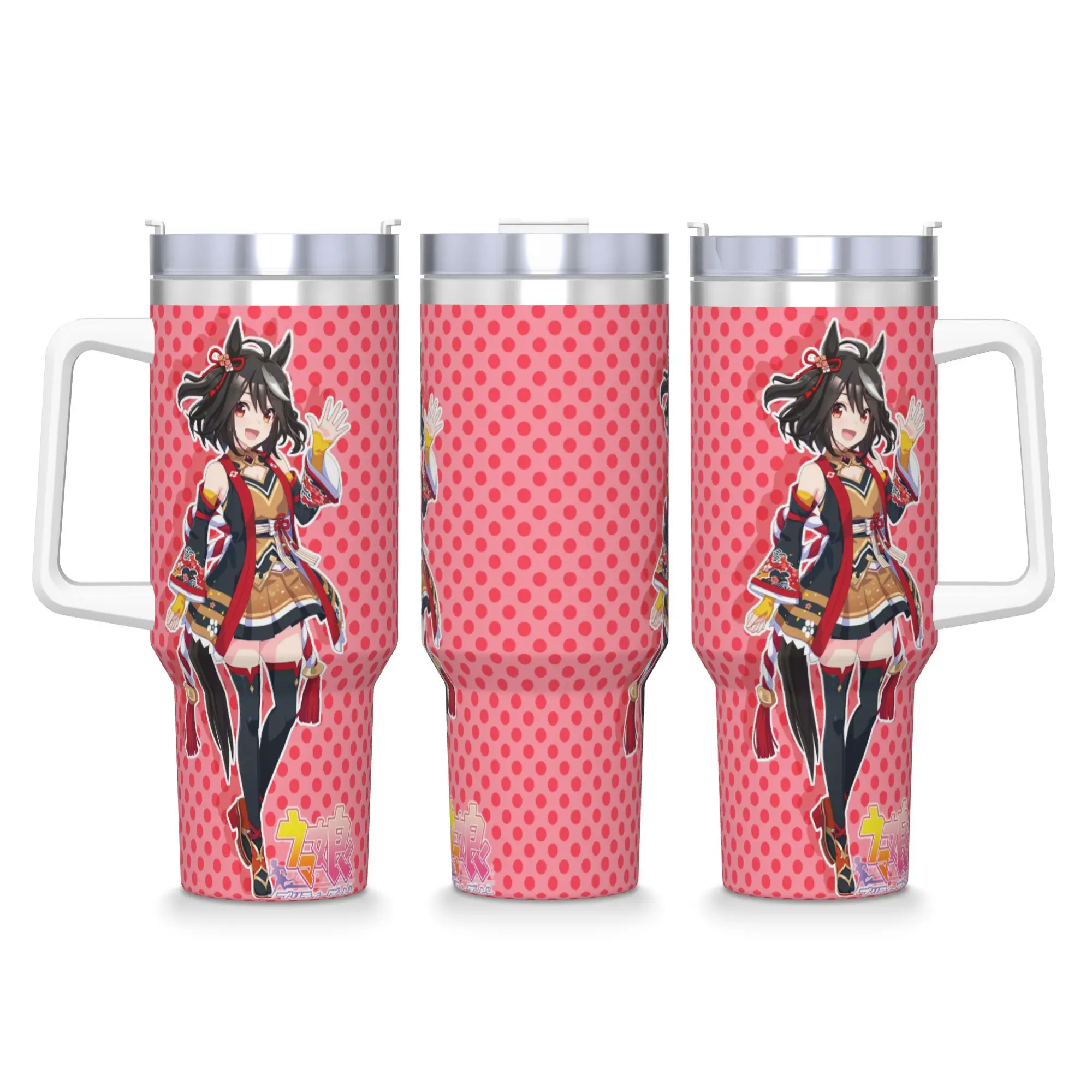 Stainless Steel Tumbler Kitasan Black UmaMusume Pretty Derby Mugs Cup With Straws  Beach Cold Drink Water Bottle 40oz Coffee Mug