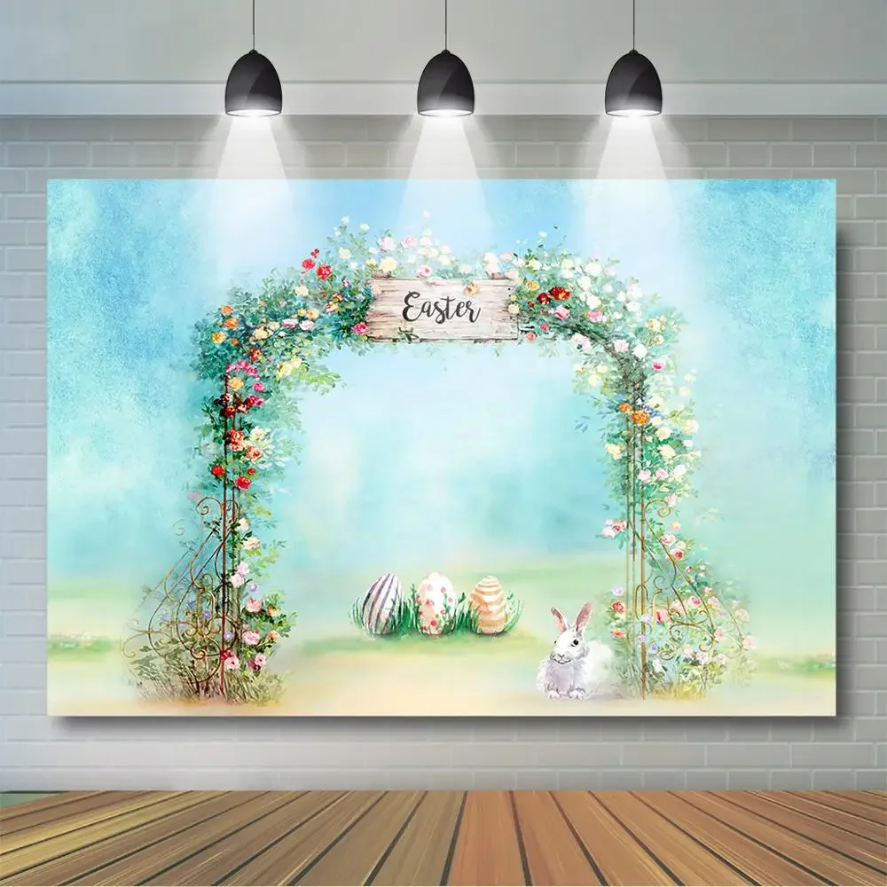 Easter Photo Background 7x5ft Flower arch Frame Wedding Background Baby Kids Spring Backdrop for Photography