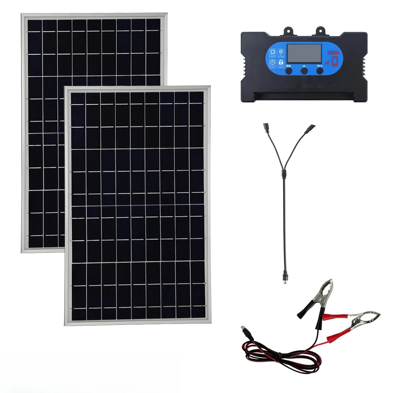 20W 18V Outdoor Solar Panel Charger Flexible Solar Panel Kit with100A controller For Travel Camping Phone Car Battery Generator
