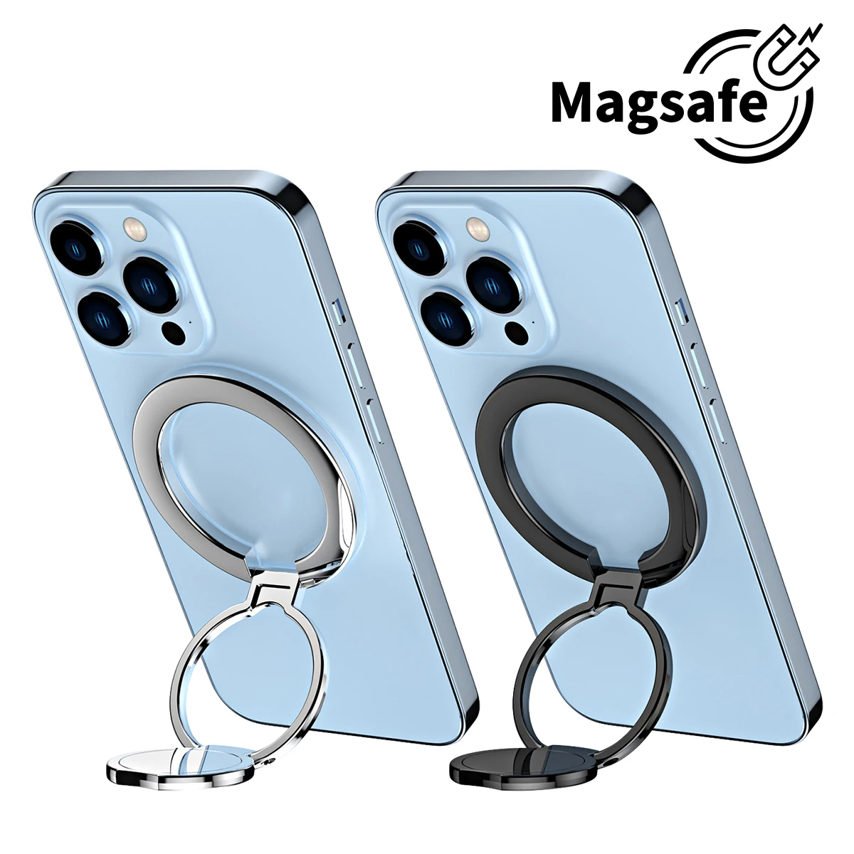 Magnetic Phone Ring Alloy Fold Stand Holder For iPhone 14 13 12 Pro Max Removable Mobile Phone Compatible WIth MagSafe Kickstand