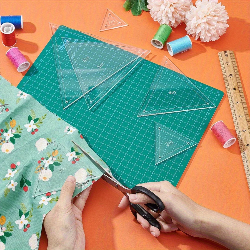 6pcs Acrylic Patchwork Triangle Ruler Transparent Multiple Sizes Precise Cutting Guide for DIY Sewing Crafts Machine Quilting