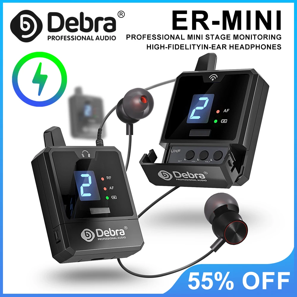 

ER-MINI IEM Wireless In-Ear Monitor System Audio-Mini UHF Rechargeable Portable for Music Audio Monitoring Live Broadcast