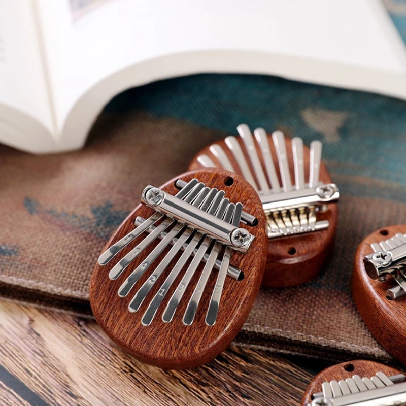 8 Key Kalimba Thumb Piano Gifts For Kids Beginners Music Lovers Players,Cute Instrument Pendant Keychain Accessories