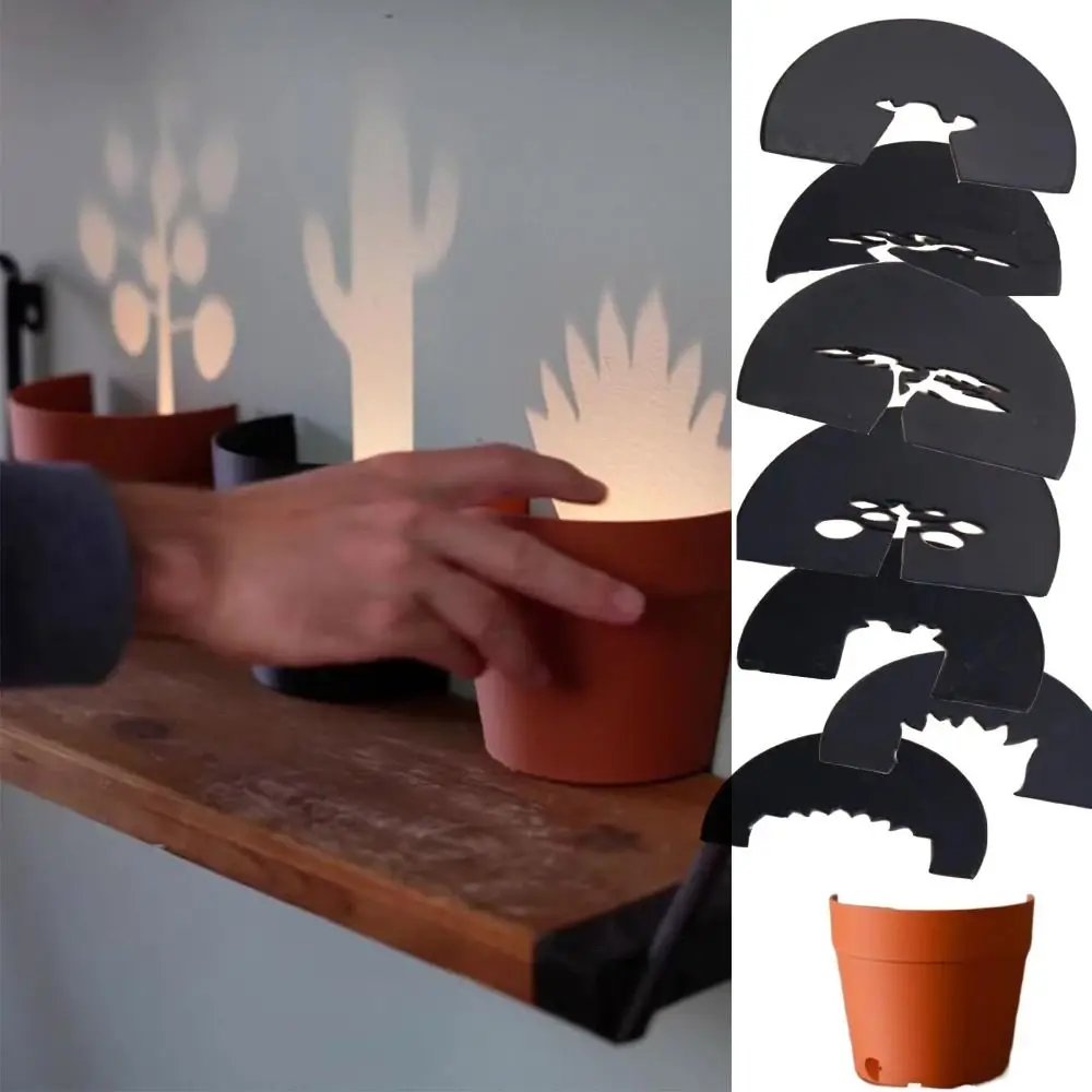 

Gift PLA Plant Pot Projector Light Black Hollow out Plant Shadows Projector Creative Plant LED Nightlights