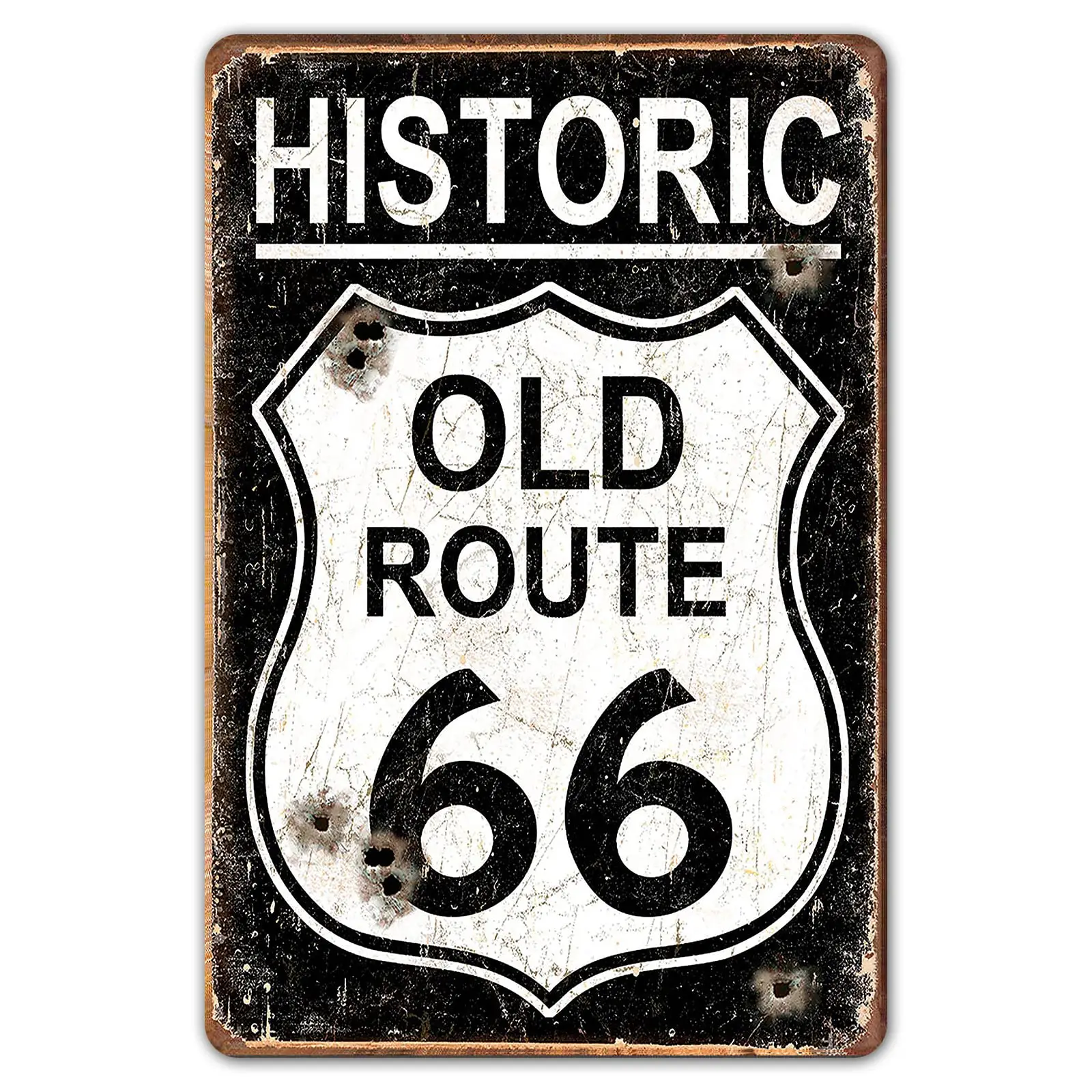 Ylens Vintage Metal Tin Signs Garage 8 x 12 Sign - Historic Old Route 66 Car Sign Old School Garage Sign