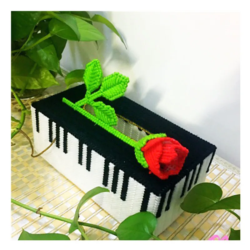 22 x 11 x 8cm rose piano cart tissue box embroidery kit DIY handmade craft set Crocheting knitting needlework supplie