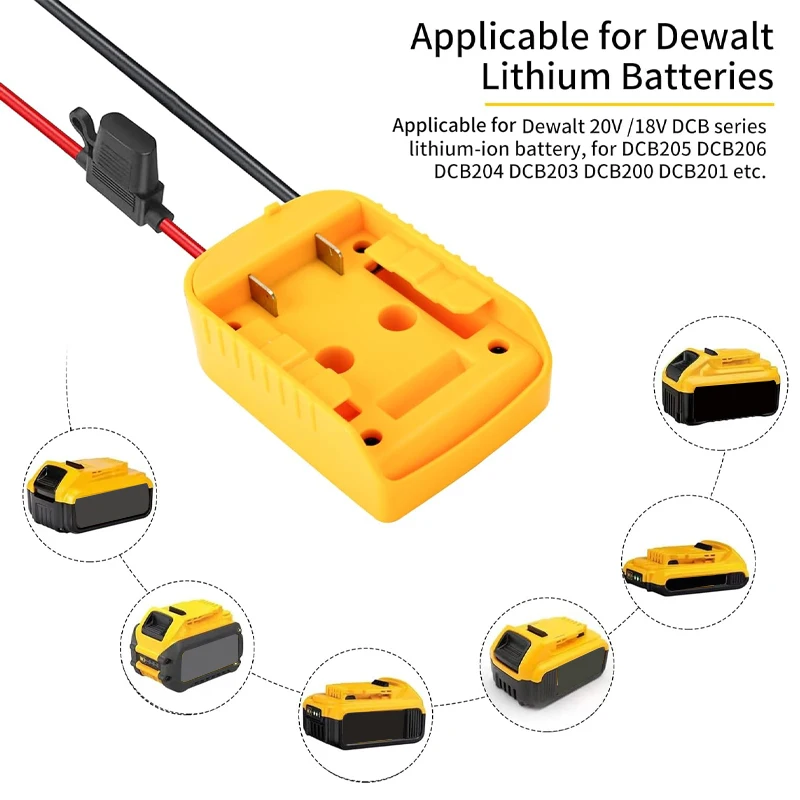 Imagem -05 - Adaptador Power Wheels para Dewalt Bateria de Lítio 18v 20v Adaptador de Bateria Faça Você Mesmo com Interruptor on e Off Fusível 30amp Brinquedos para Carros rc