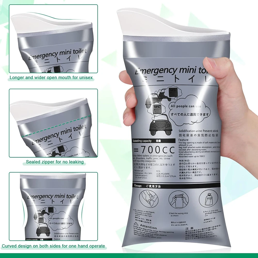 Disposable Emergency Urinal Bag Portable Camping Travel Traffic Jam Emergency Urine Bags for Men Women Kids Children Patient