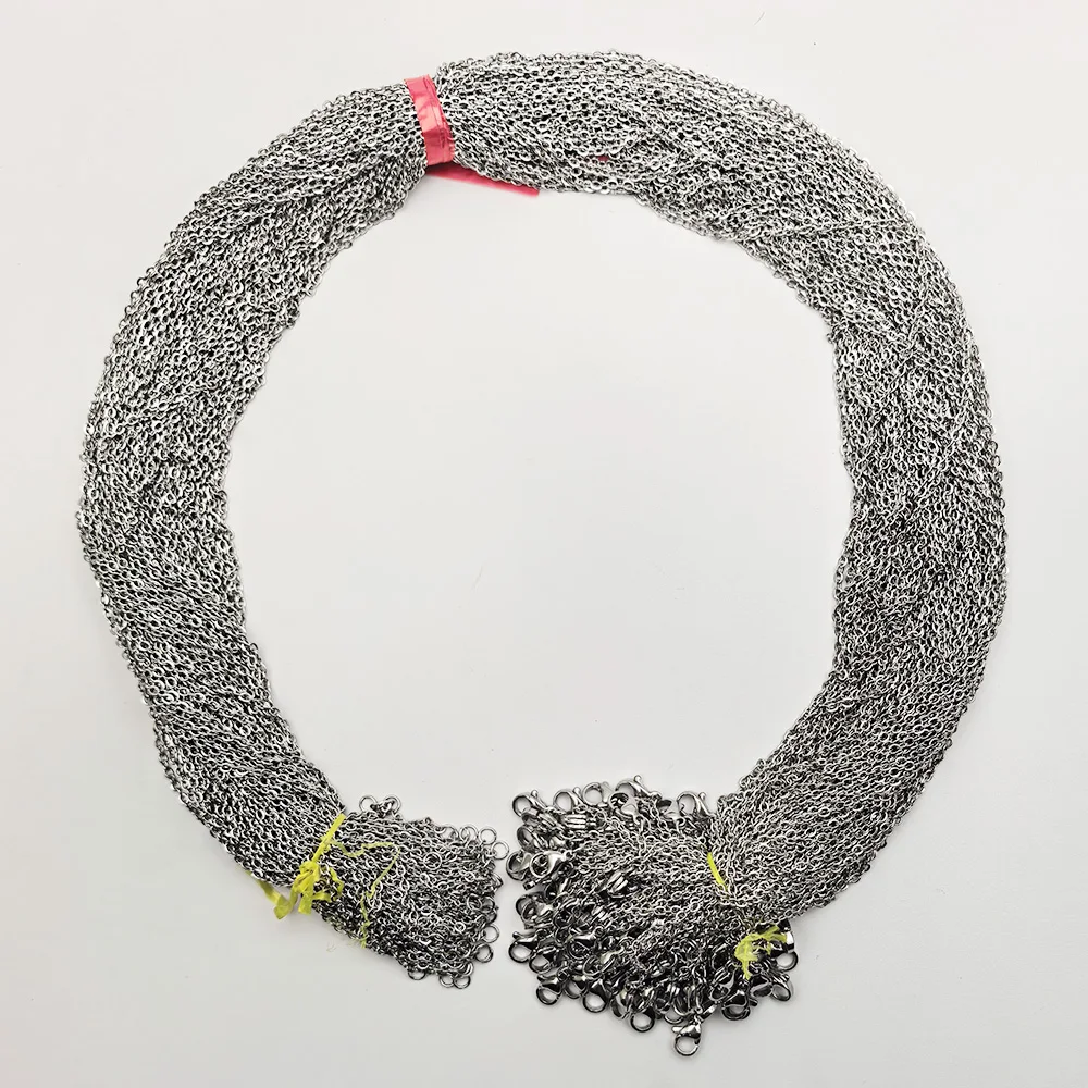 

100 шт. хорошая нержавеющая сталь 2,0 мм 41 45 50 55 60 см ювелирные изделия металлические шнуры цепочка ожерелье ремешок кулон 45 + 5 см застежка лобстер 100 шт.