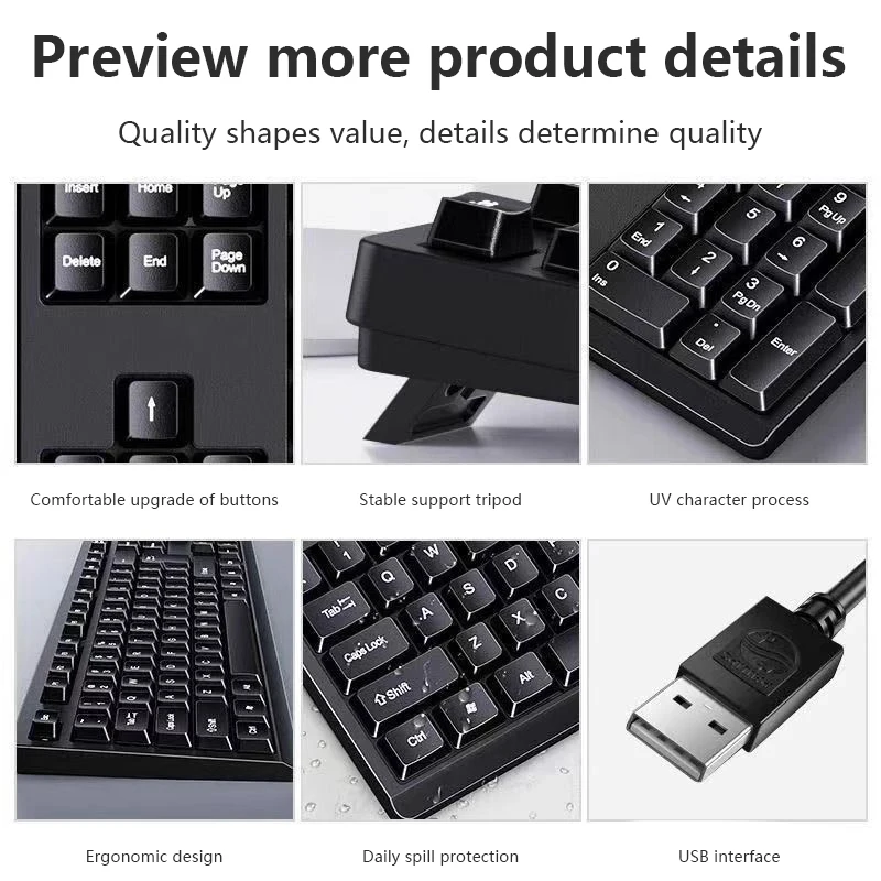 Ensemble clavier et souris sans fil USB, 2.4G, silencieux, pour ordinateur de bureau, Notebook