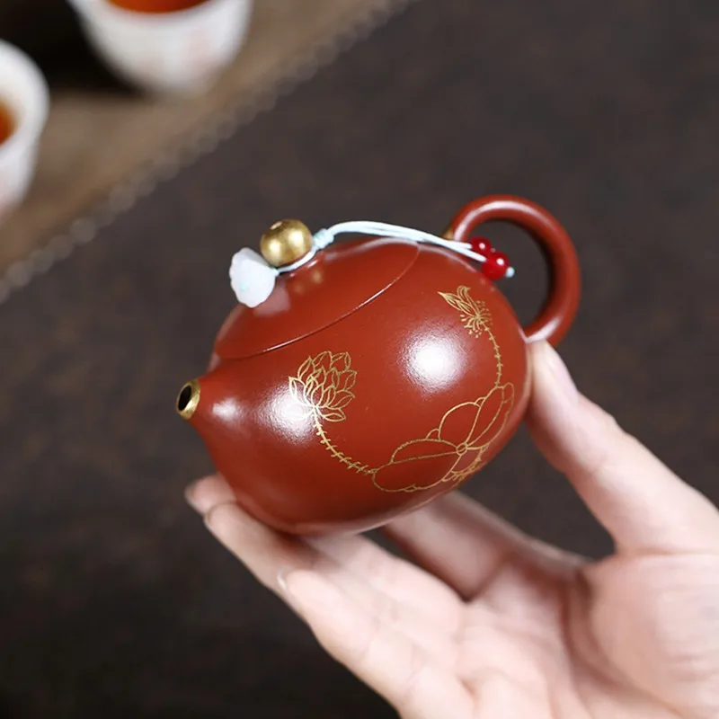 

Yixing Purple Clay Teapot Household Raw Ore Dahongpao Beauty Kettle Handmade Lotus Xishi Tea Pot Chinese Zisha Teaware 120ml