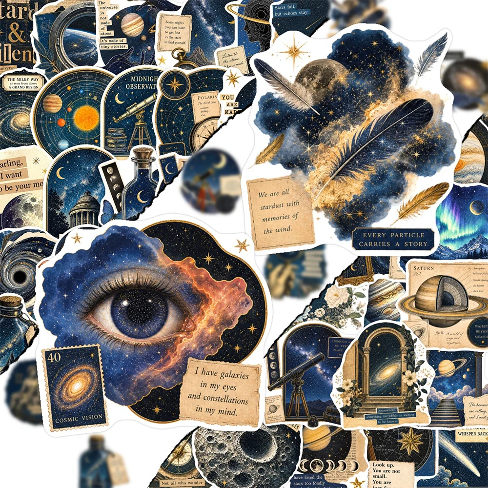 10/30/50pcs Astronomy Universe Planet Cartoon Stickers Cool Galaxy Moon Decal DIY Luggage Laptop Notebook Retro Graffiti Sticker
